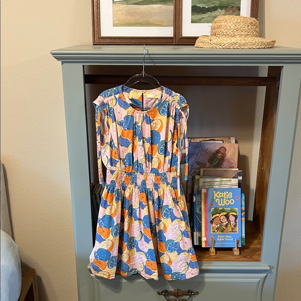 Gingersnaps Girls' Blue and Orange Fruit-Print Dress